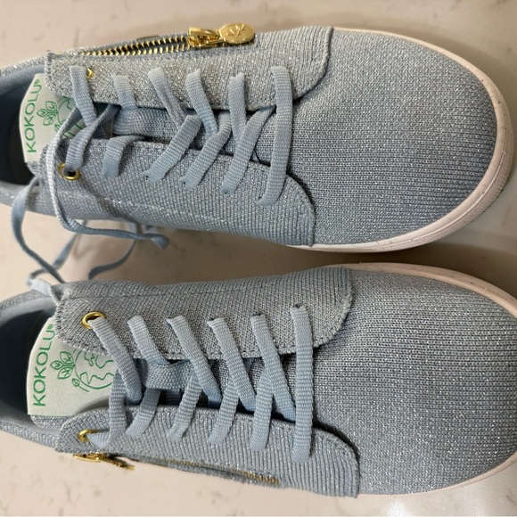 Koolaburra Glittery Blue Sneakers with Gold Accents - Picture 8 of 13